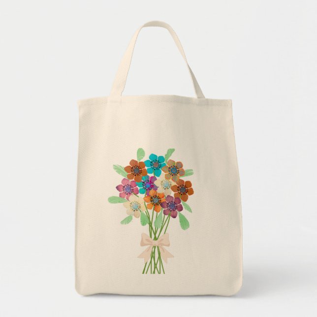 Tote Bolsa de compra com Buquê Floral (Frente)