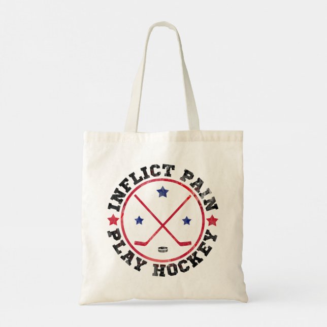 Tote Bolsa de compra de Hockey com Dor Inflica (Verso)