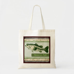 Tote Bolsa de compra de peixes verdes e personalizável 