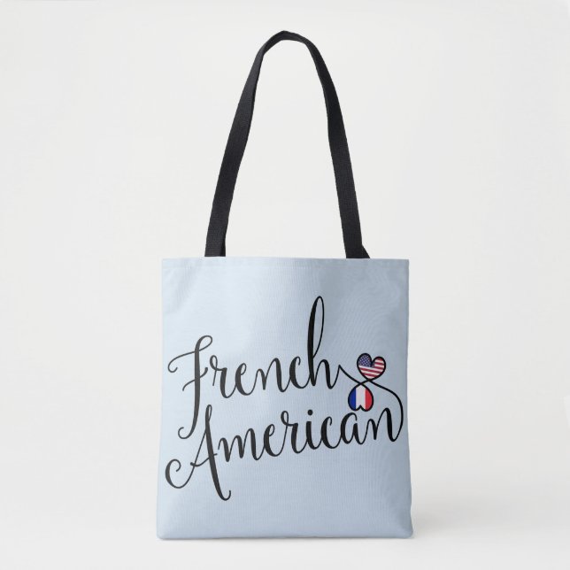 Tote Bolsa de compra Francesa Americana de Corações Ent (Frente)
