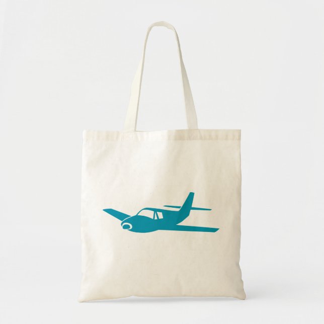 Tote bolsa de compra simples reutilizável de avião azul (Frente)