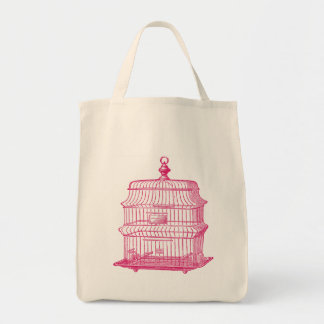 Tote bolsa de comprada de aves rosa