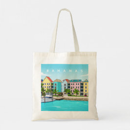 Tote Bolsa de compras com casas coloridas das Bahamas