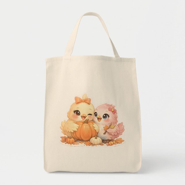Tote Bolsa de compras de aves de Halloween fofas de abó (Frente)