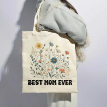 Bolsa de Compras de Flores Silvestres Retrô para a