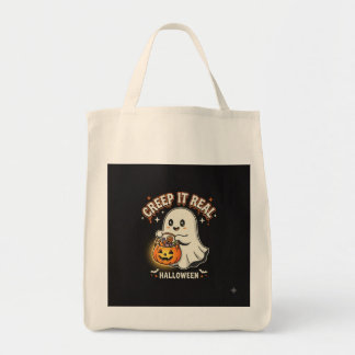 Tote Bolsa de Compras de Halloween Cute Ghost Creep It 