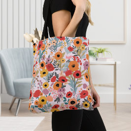 Tote Bolsa de Compras Floral para Compras Diárias e Via