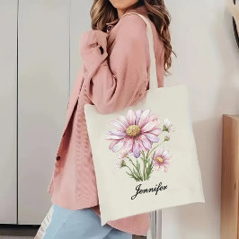 Tote Bolsa de Compras Floral Rosa Personalizada Present