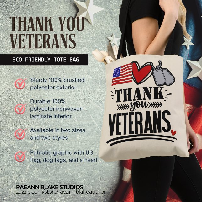 Tote Bolsa de Compras Obrigado Veteranos (Criador carregado)