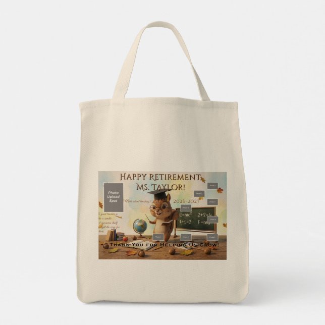 Tote Bolsa de Compras para Aposentadoria de Professora  (Verso)