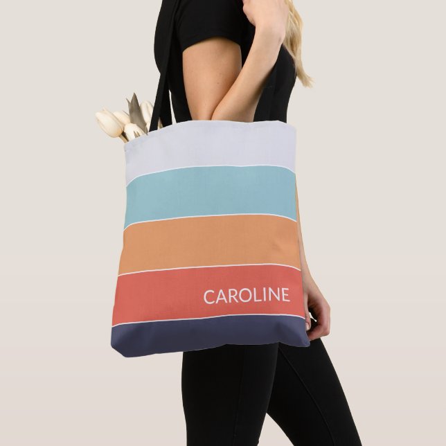 Tote Bolsa de Compras Personalizada com Listras (Close Up)