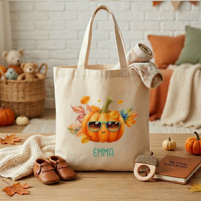 Tote Bolsa de compras personalizada de abóbora fofa par (Criador carregado)