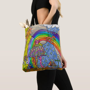 Tote Bolsa de Compras Retrô Cogumelos Mágicos Psicodéli