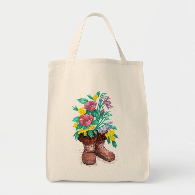 Tote Bolsa de Compro de Plantador de Flor de Boot Muklu (Frente)