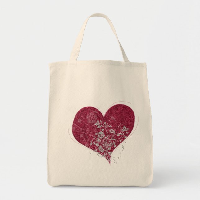 Tote Bolsa de Coração e Flores (Frente)