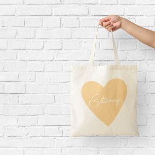 Tote Bolsa de Coração Laranja-Corte com Nome