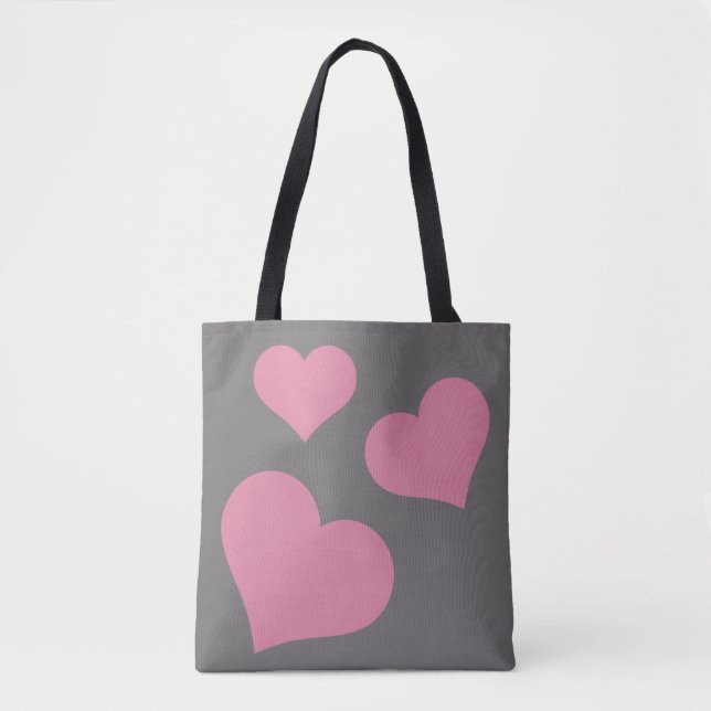 Tote Bolsa de Coração Rosa (Frente)