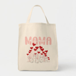 Tote Bolsa de Corações Mama Coelhinho - Saco de Dia das