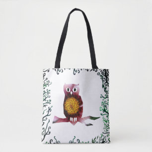 Tote Bolsa de Coruja Floral