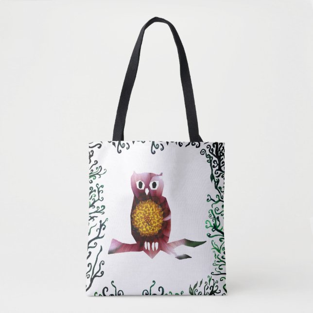 Tote Bolsa de Coruja Floral (Frente)