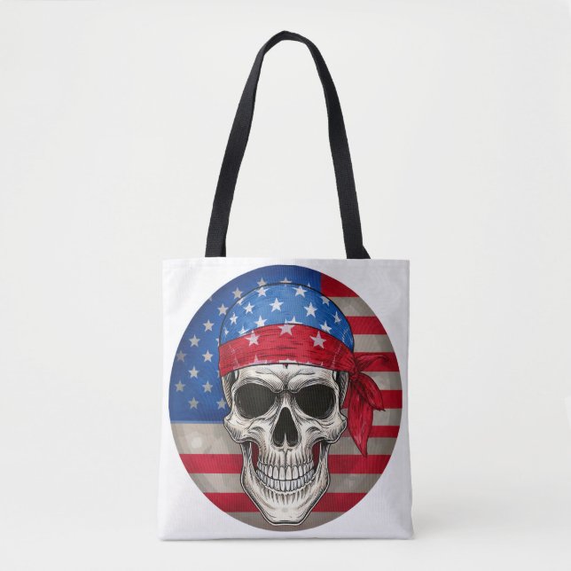 Tote Bolsa de crânio patriótico (Frente)