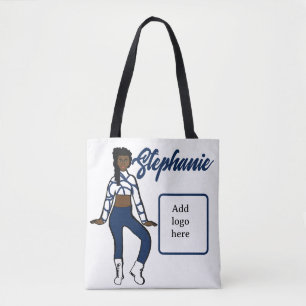 Tote Bolsa de Dançarino Personalizado ( Azul Branco)