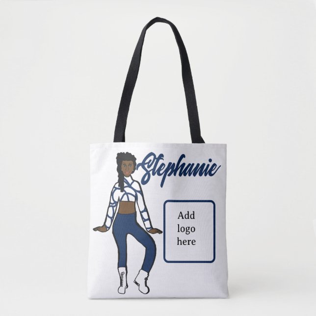 Tote Bolsa de Dançarino Personalizado ( Azul Branco) (Frente)