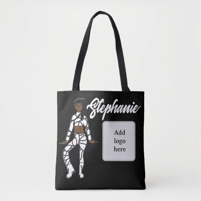Tote Bolsa de Dançarino Personalizado (Branco Preto) (Frente)