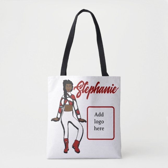 Tote Bolsa de Dançarino Personalizado (Branco Vermelho) (Frente)