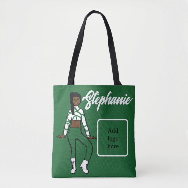 Tote Bolsa de Dançarino Personalizado ( Verde Branco) (Frente)