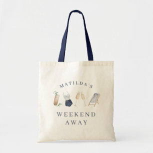 Tote bolsa de despedida de solteira azul de bebidas mod