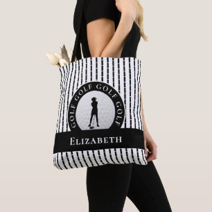 Tote Bolsa de Desporto Preta e Branca com Monograma Mod