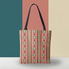 Tote Bolsa de Diamantes e Stripes Multicolores Suaves