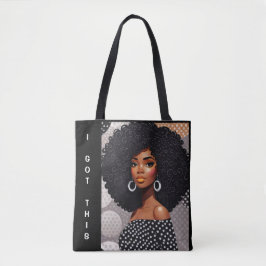 Tote bolsa de empoderamento afro-garota divertida