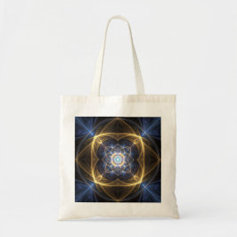 Tote Bolsa de Energia Fractal Azul Dourada brilhante