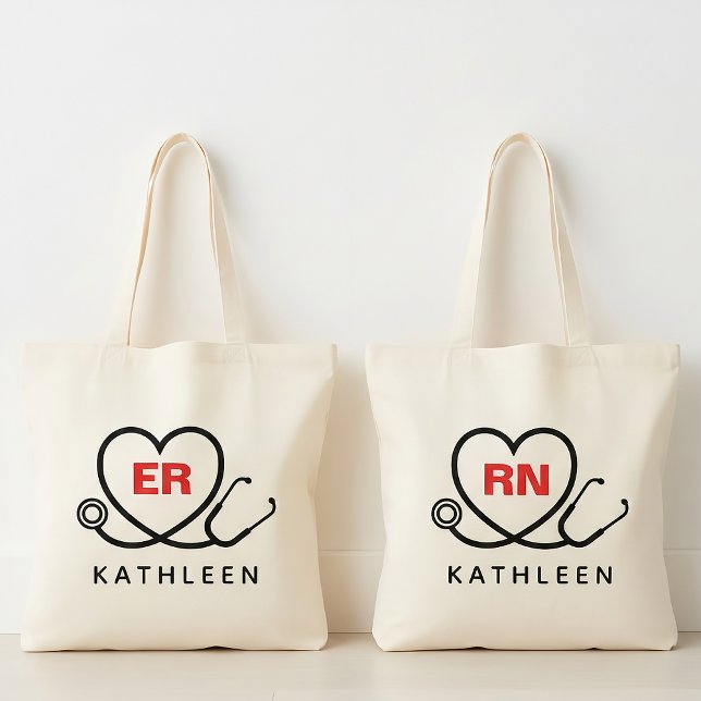 Tote Bolsa de Enfermeira Personalizada, Presente com Mo (custom rn graduation tote bag, custom er nurse appreciation gift, medical healthcare worker tote)