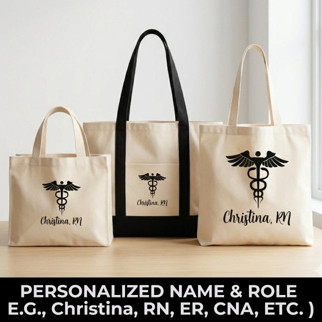 Tote Bolsa de Enfermeira Personalizada Presente para En (Personalized Nurse Tote Bag Gift for Registered Nurses, Nurse Handbag Custom Gift for RN LPN CNA)