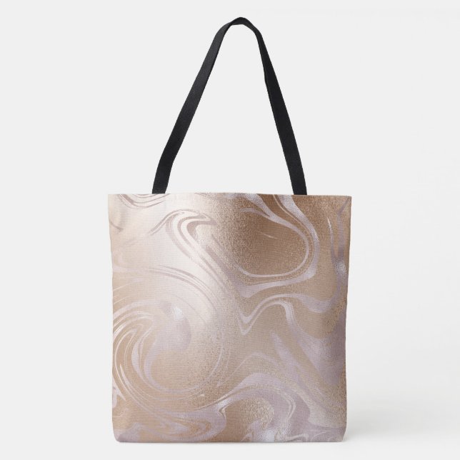 Tote Bolsa de espiral Dourado Marble (Frente)