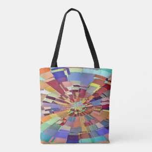 Tote Bolsa de espiral quadrada colorida
