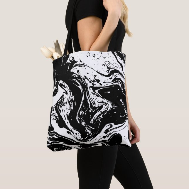 Tote Bolsa de Estilo de Marte Preto e Branco (Close Up)