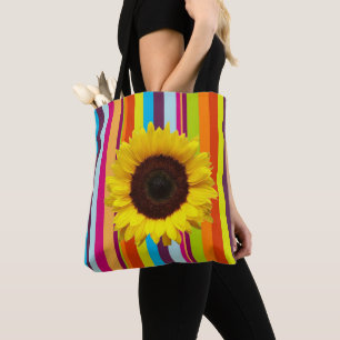 Tote Bolsa de faixa de girassol