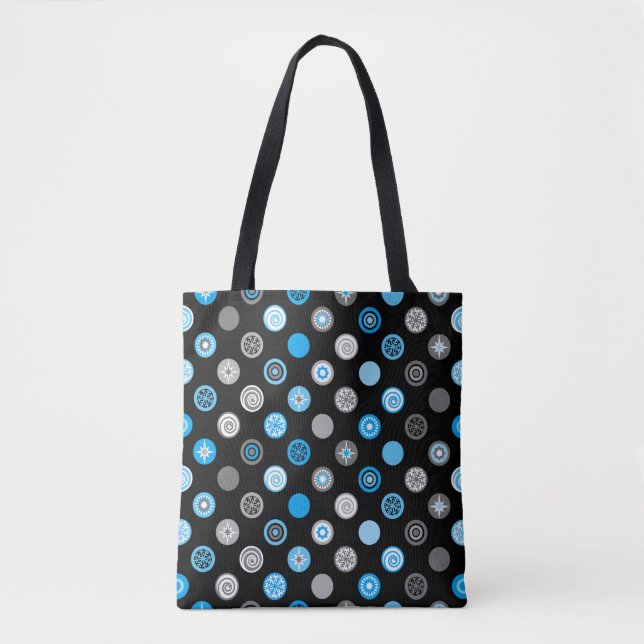Tote Bolsa de Feriado Negro do Bolinhas de inverno (Frente)