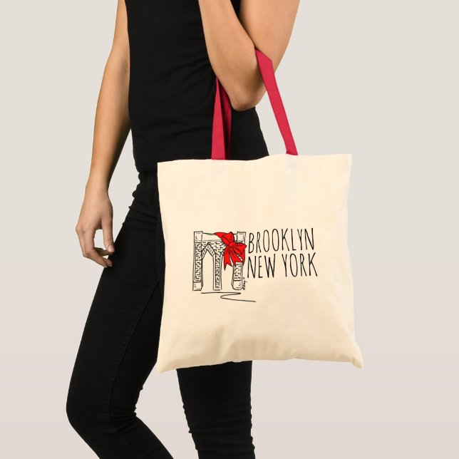 Tote Bolsa de Férias Vermelhas do Brooklyn Nova Iorque  (Frente (produto))