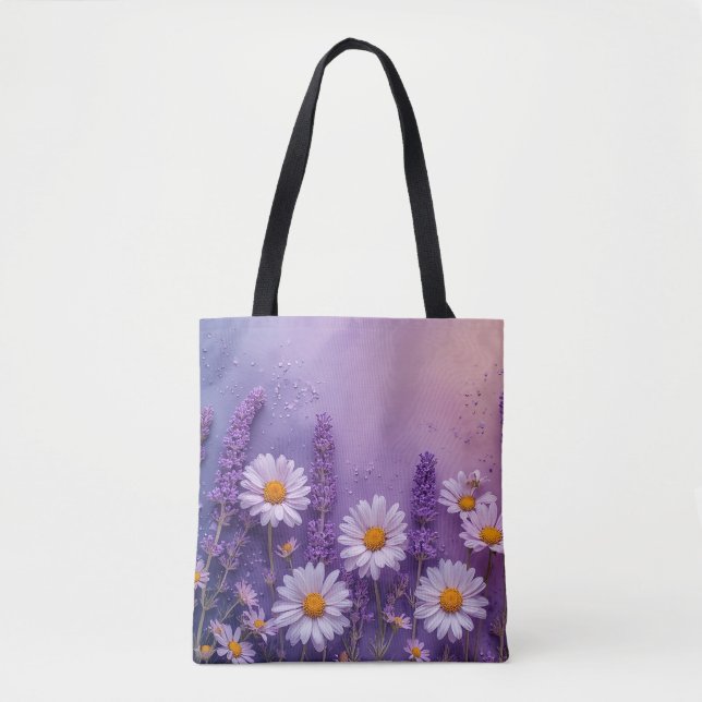 Tote Bolsa de Flor de Lavanda Elegante (Frente)