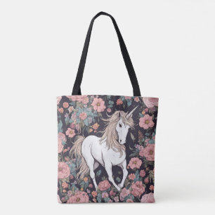 Tote Bolsa de Flores de Animais Míticos da Unicórn