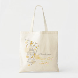 Tote Bolsa de flores de casamento da gaiola amarela