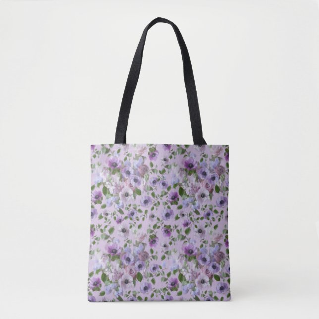 Tote Bolsa de Flores Roxas (Frente)