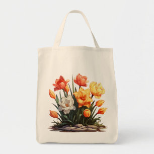 Tote Bolsa de Flores Vibrantes