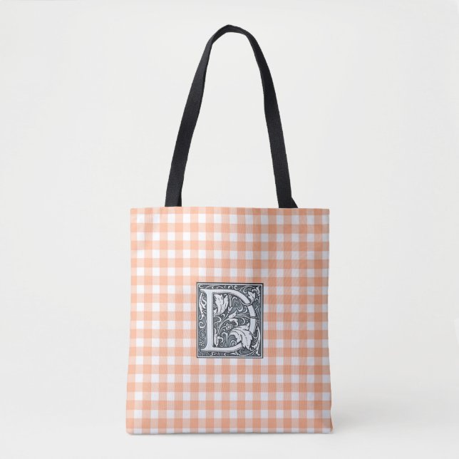 Tote bolsa de gingham laranja (Frente)