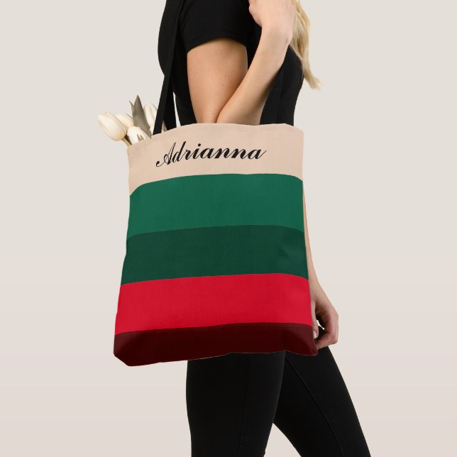 Tote Bolsa de Graduação de Feriado Vermelho Verde (Close Up)
